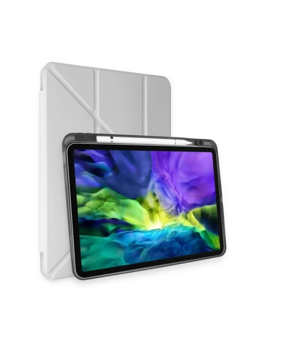Newface iPad Pro 11 (2024) Kılıf Kalemlikli Mars Tablet Kılıfı - Gri