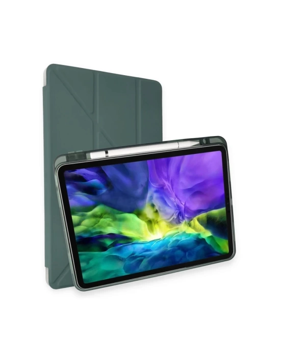 Newface iPad Pro 11 (2024) Kılıf Kalemlikli Mars Tablet Kılıfı - Koyu Yeşil