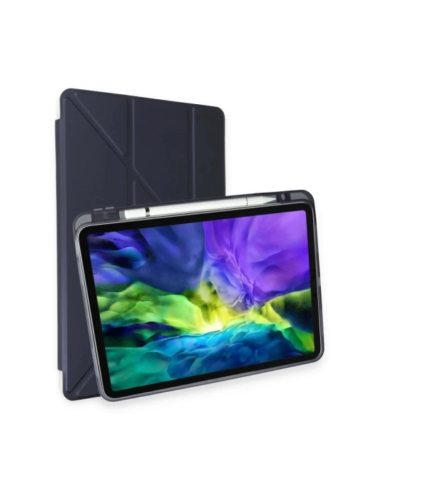 Newface iPad Pro 11 (2024) Kılıf Kalemlikli Mars Tablet Kılıfı - Lacivert