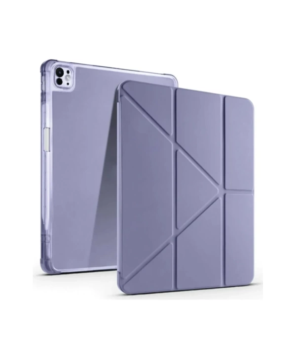 Newface iPad Pro 13 (2024) Kılıf Kalemlikli Mars Tablet Kılıfı - Lila