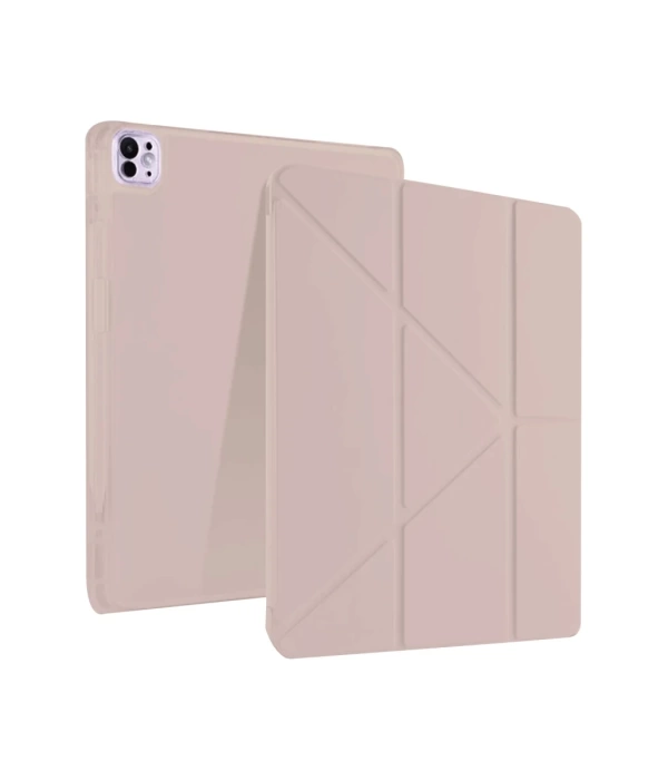 Newface iPad Pro 13 (2024) Kılıf Kalemlikli Mars Tablet Kılıfı - Rose Gold