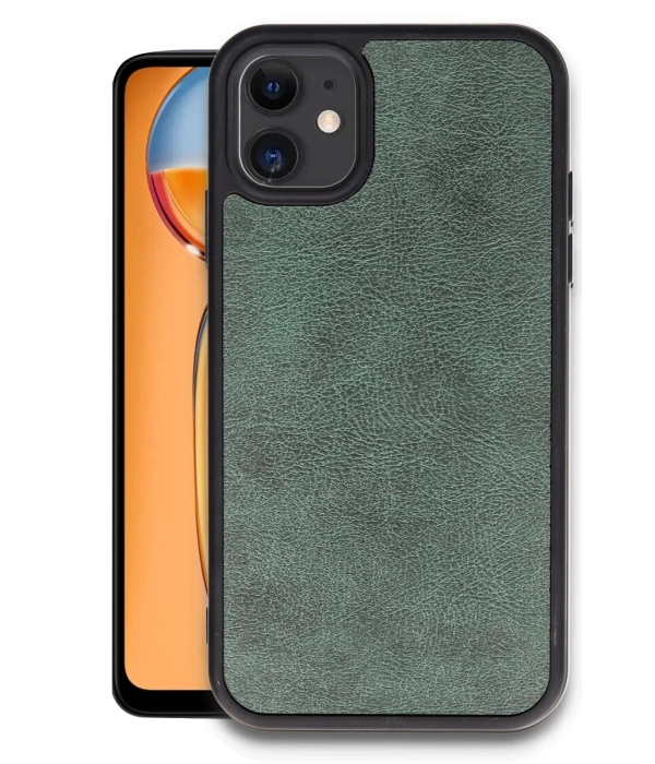Newface iPhone 11 Kılıf Aras Deri Kapak - Koyu Yeşil