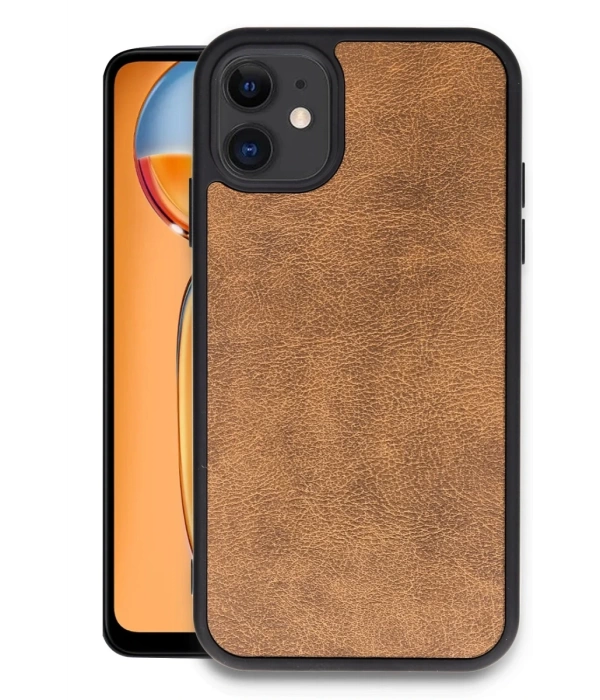 Newface iPhone 11 Kılıf Aras Deri Kapak - Taba