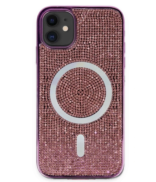 Newface iPhone 11 Kılıf Diamond Magsafe Kapak - Derin Mor