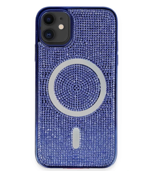 Newface iPhone 11 Kılıf Diamond Magsafe Kapak - Lacivert