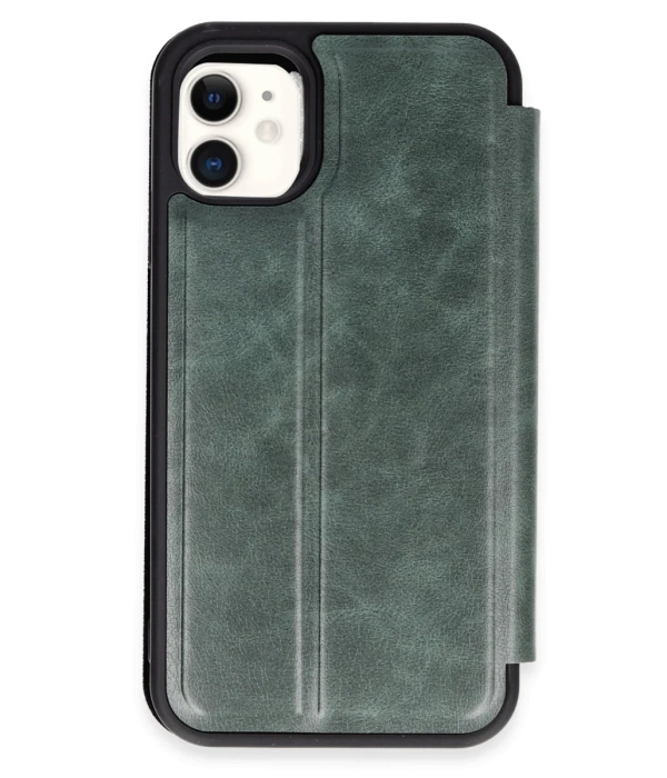 Newface iPhone 11 Kılıf Flip Cover - Koyu Yeşil