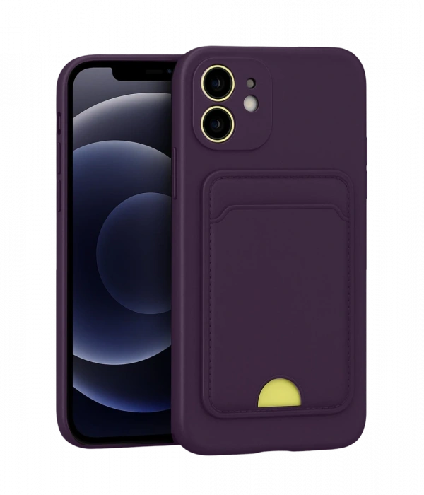 iPhone 11 Kılıf Kelvin Kartvizitli Silikon - Derin Mor