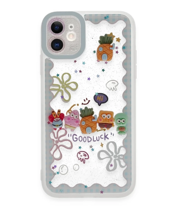Newface iPhone 11 Kılıf Sweet Desenli Silikon Kapak - Açık Mavi