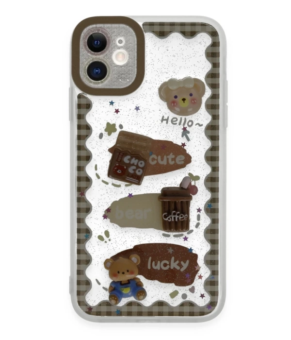 Newface iPhone 11 Kılıf Sweet Desenli Silikon Kapak - Şeffaf
