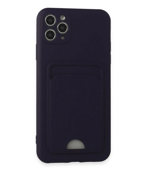Newface iPhone 11 Pro Max Kılıf Kelvin Kartvizitli Silikon - Derin Mor