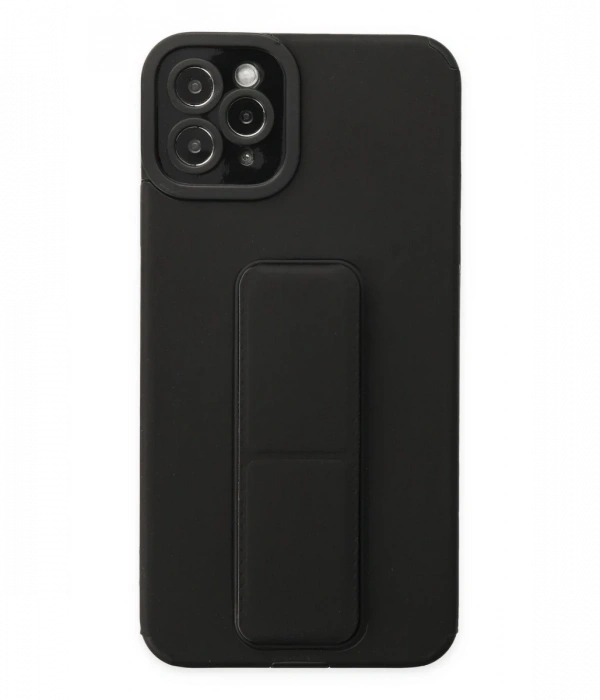 Newface iPhone 11 Pro Max Kılıf Mega Standlı Silikon - Siyah