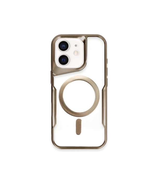 Newface iPhone 12 Kılıf Boyi Magsafe Silikon Kapak - Kahverengi