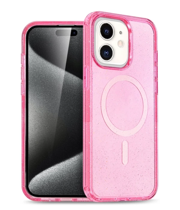 Newface iPhone 12 Kılıf Glow Magsafe Kapak - Pembe