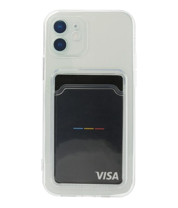 Newface iPhone 12 Kılıf Kart Şeffaf Silikon - Şeffaf