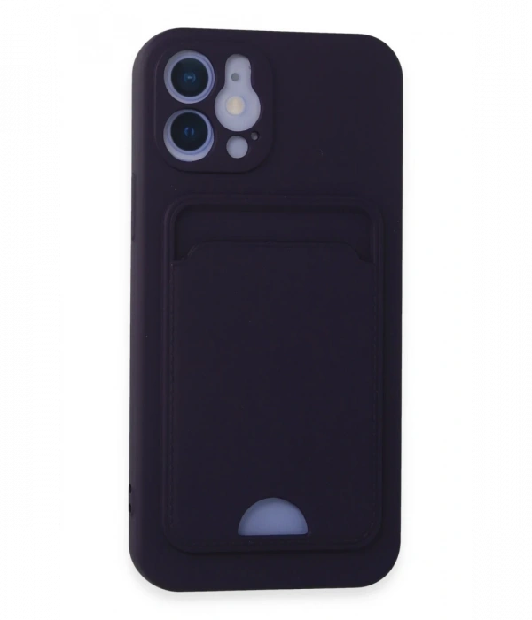 Newface iPhone 12 Kılıf Kelvin Kartvizitli Silikon - Derin Mor