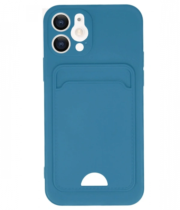 Newface iPhone 12 Kılıf Kelvin Kartvizitli Silikon - Mavi