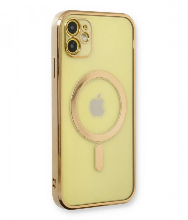 Newface iPhone 12 Kılıf Magneticsafe Lazer Silikon - Gold