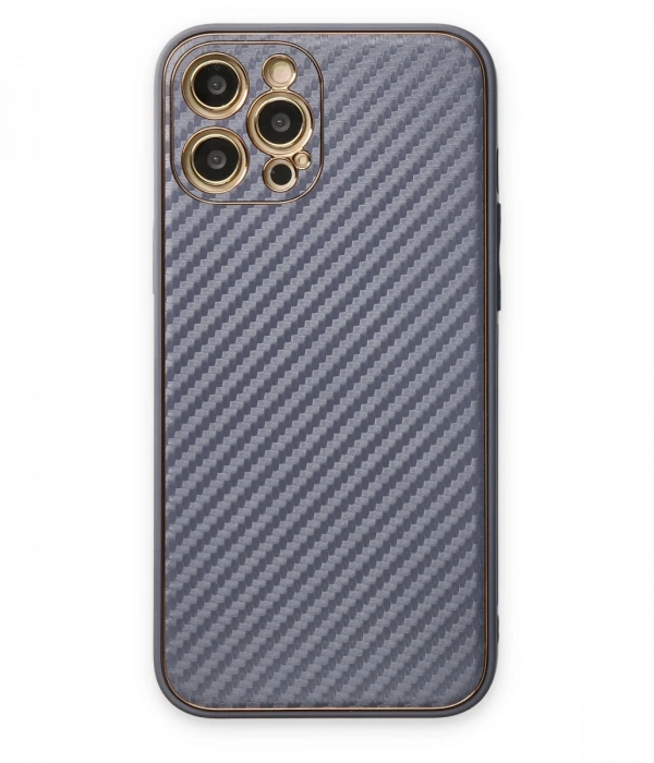 Newface iPhone 12 Pro Kılıf Coco Karbon Silikon - Gri