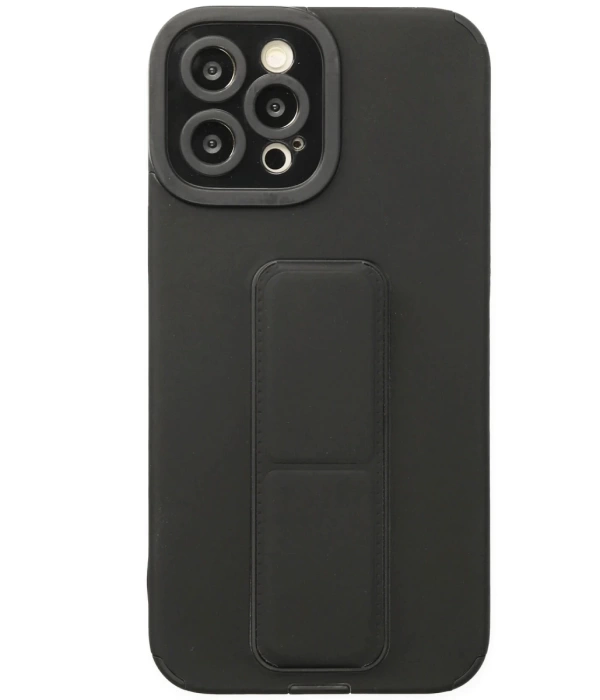 Newface iPhone 12 Pro Kılıf Mega Standlı Silikon - Siyah