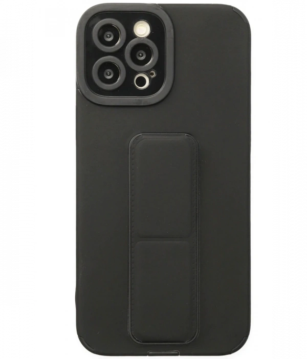 Joy Tekno iPhone 12 Pro Kılıf Mega Standlı Silikon - Siyah