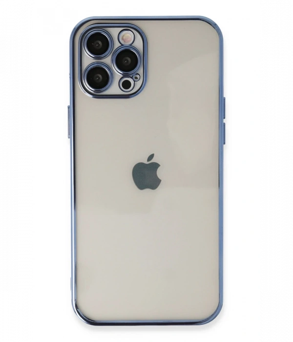 Newface iPhone 12 Pro Max Kılıf Razer Lensli Silikon - Açık Mavi