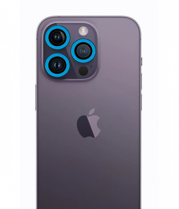 Newface iPhone 12 Pro Max Neon Fosforlu Kamera Lens - Mavi