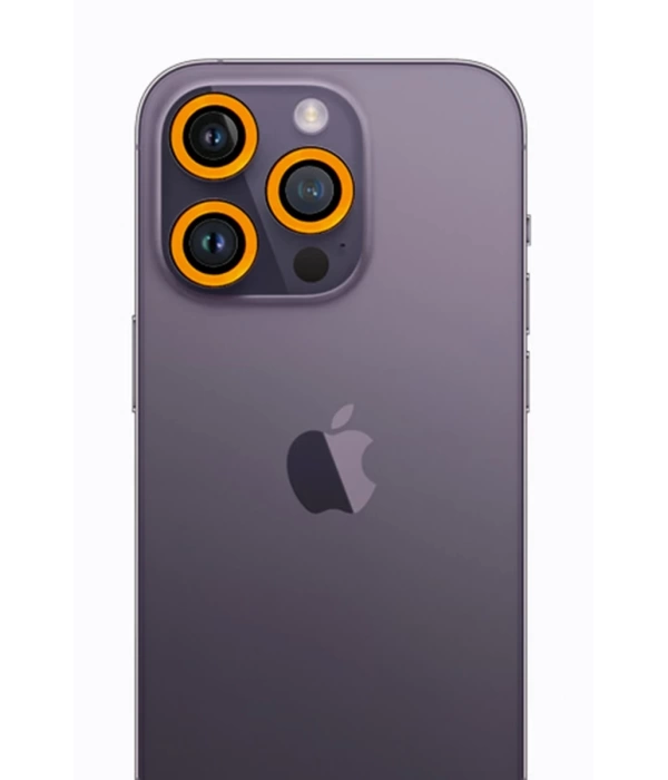 Newface iPhone 12 Pro Max Neon Fosforlu Kamera Lens - Sarı