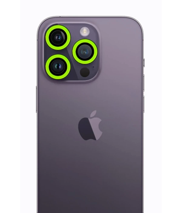 Newface iPhone 12 Pro Neon Fosforlu Kamera Lens - Yeşil