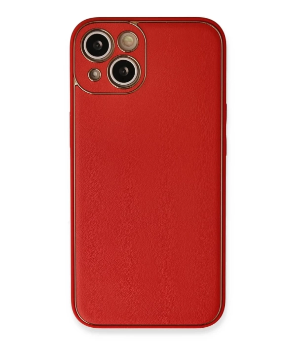 Newface iPhone 13 Kılıf Coco Deri Silikon Kapak - Kırmızı