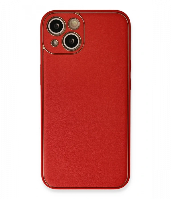 Newface iPhone 13 Kılıf Coco Deri Silikon Kapak - Kırmızı