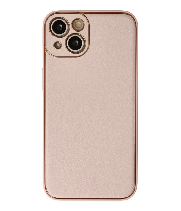 Newface iPhone 13 Kılıf Coco Deri Silikon Kapak - Pudra