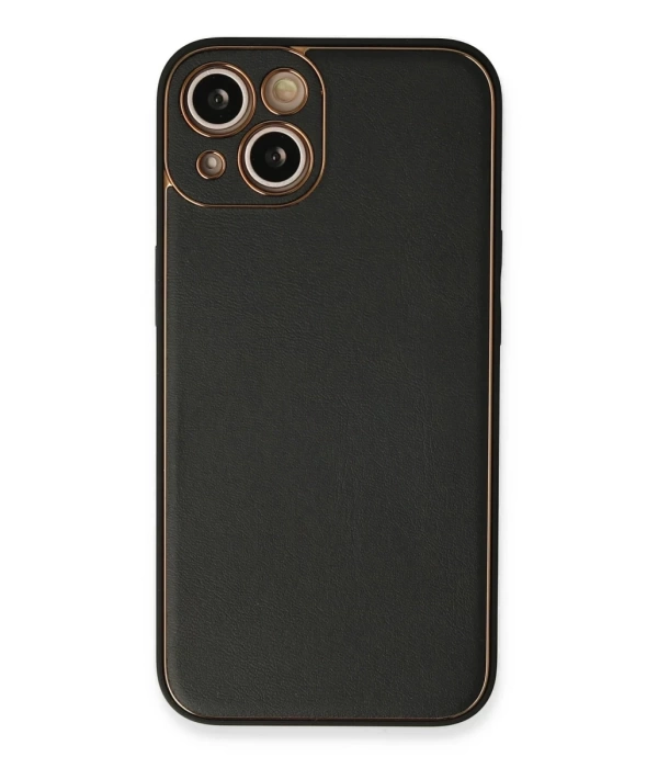 Newface iPhone 13 Kılıf Coco Deri Silikon Kapak - Siyah