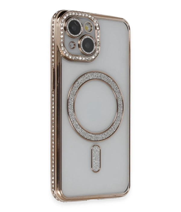 Newface iPhone 13 Kılıf Joke Simli Magneticsafe Kılıf - Gold