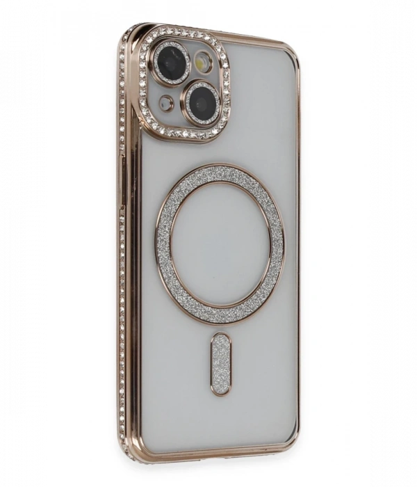 Newface iPhone 13 Kılıf Joke Simli Magneticsafe Kılıf - Gold