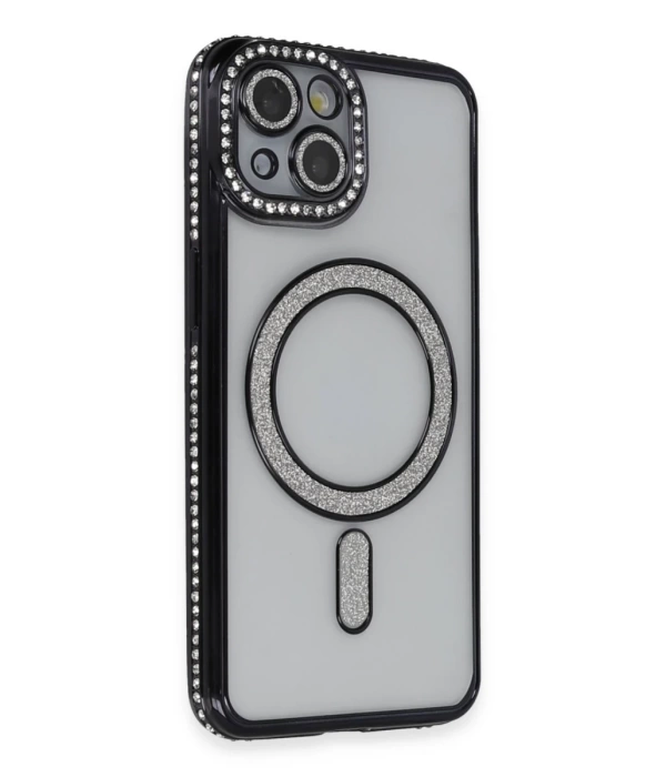 Newface iPhone 13 Kılıf Joke Simli Magneticsafe Kılıf - Siyah