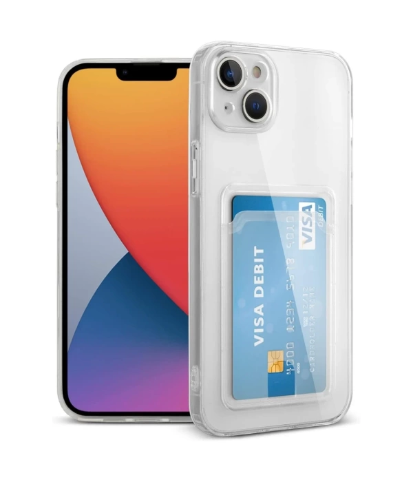 Newface iPhone 13 Kılıf Kart Şeffaf Silikon - Şeffaf