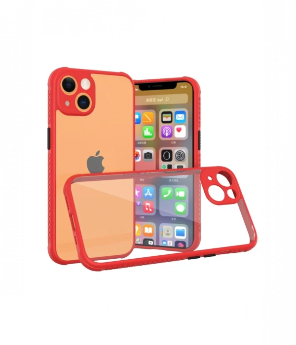 Newface iPhone 13 Mini Kılıf Miami Şeffaf Silikon - Kırmızı