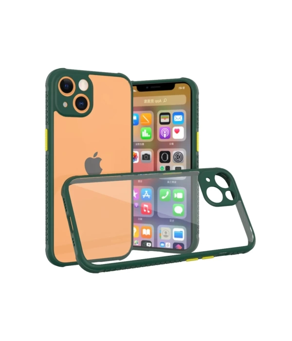 Newface iPhone 13 Mini Kılıf Miami Şeffaf Silikon - Koyu Yeşil