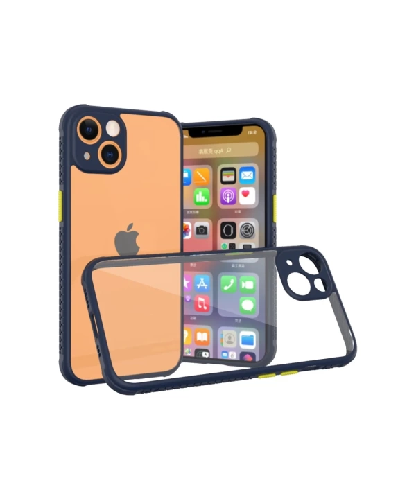 Newface iPhone 13 Mini Kılıf Miami Şeffaf Silikon - Lacivert