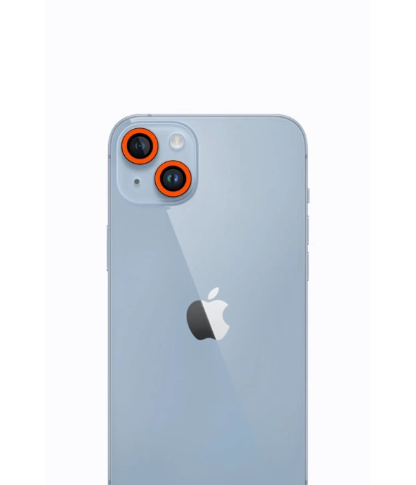 Newface iPhone 13 Neon Fosforlu Kamera Lens - Turuncu