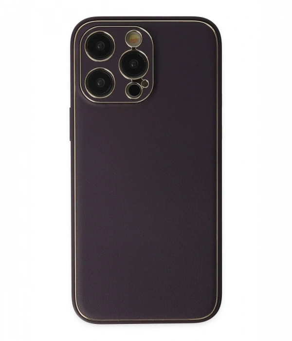 Newface iPhone 13 Pro Kılıf Coco Deri Silikon Kapak - Derin Mor