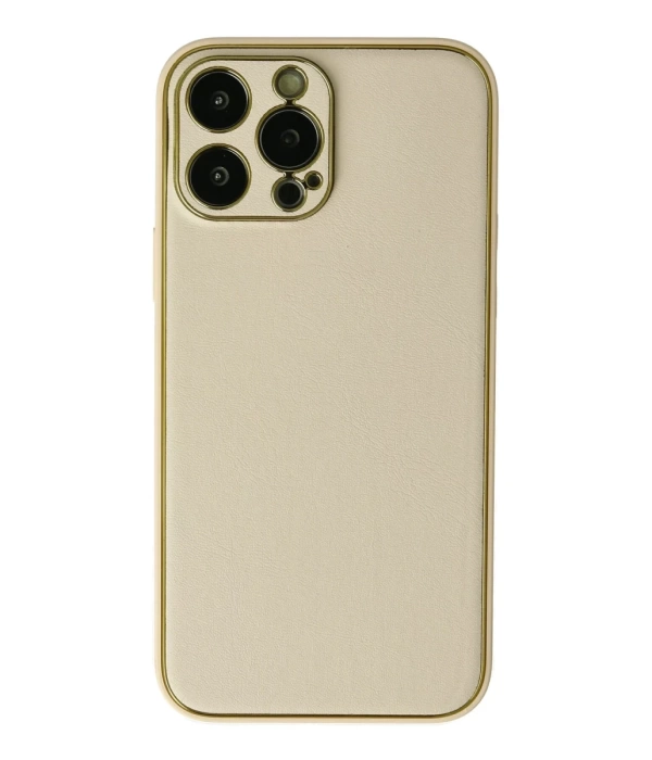 Newface iPhone 13 Pro Kılıf Coco Deri Silikon Kapak - Gold