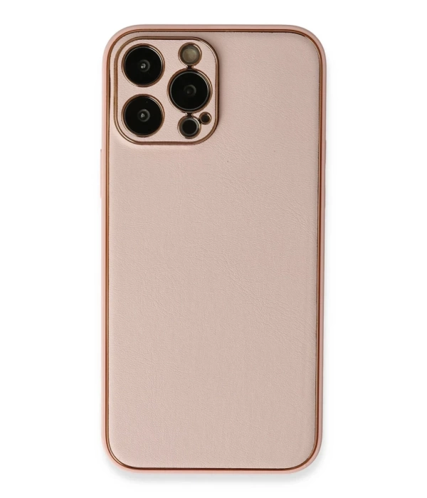 Newface iPhone 13 Pro Kılıf Coco Deri Silikon Kapak - Pembe
