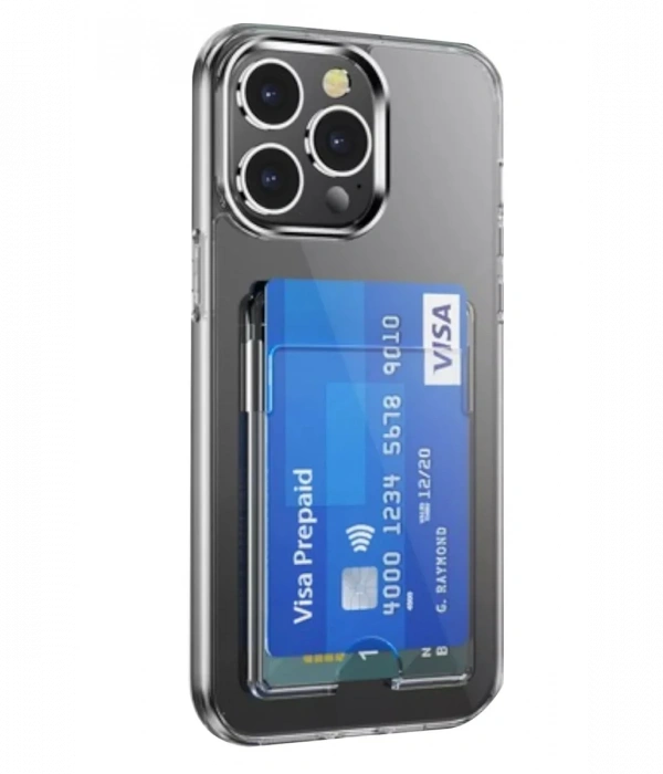 Newface iPhone 13 Pro Kılıf Kart Şeffaf Silikon - Şeffaf