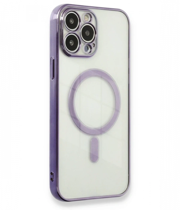 Newface iPhone 13 Pro Kılıf Magneticsafe Lazer Silikon - Mor