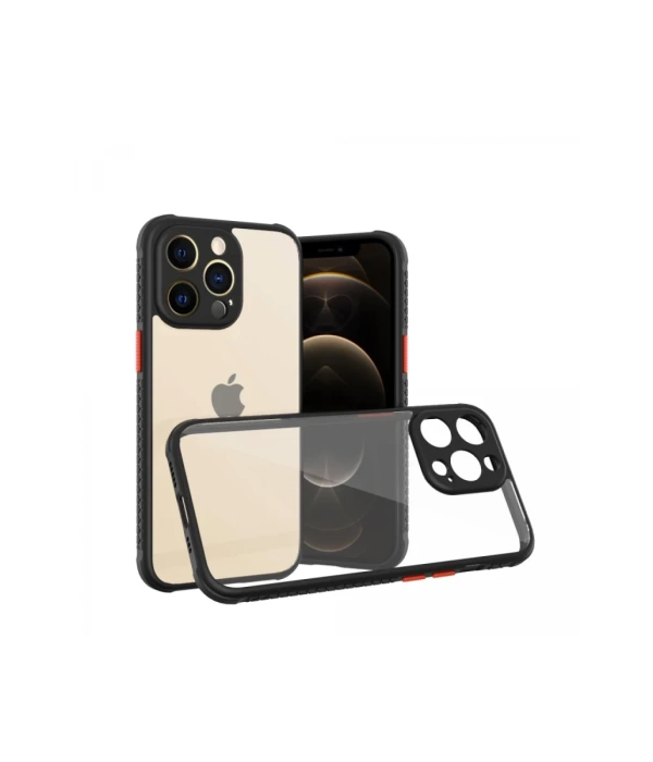 Newface iPhone 13 Pro Kılıf Miami Şeffaf Silikon - Siyah