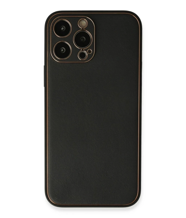 Newface iPhone 13 Pro Max Kılıf Coco Deri Silikon Kapak - Siyah