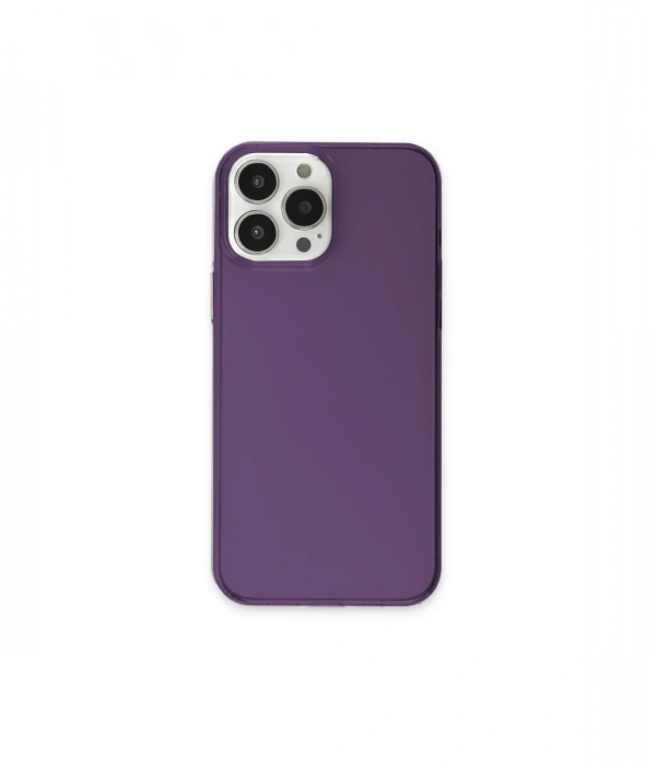 Newface iPhone 13 Pro Max Kılıf Pc Sert Şeffaf Kapak - Mor