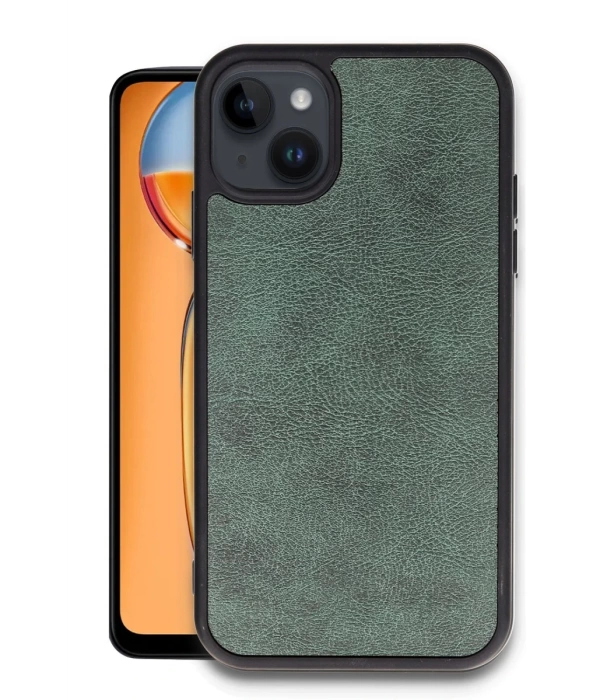 Newface iPhone 14 Kılıf Aras Deri Kapak - Koyu Yeşil