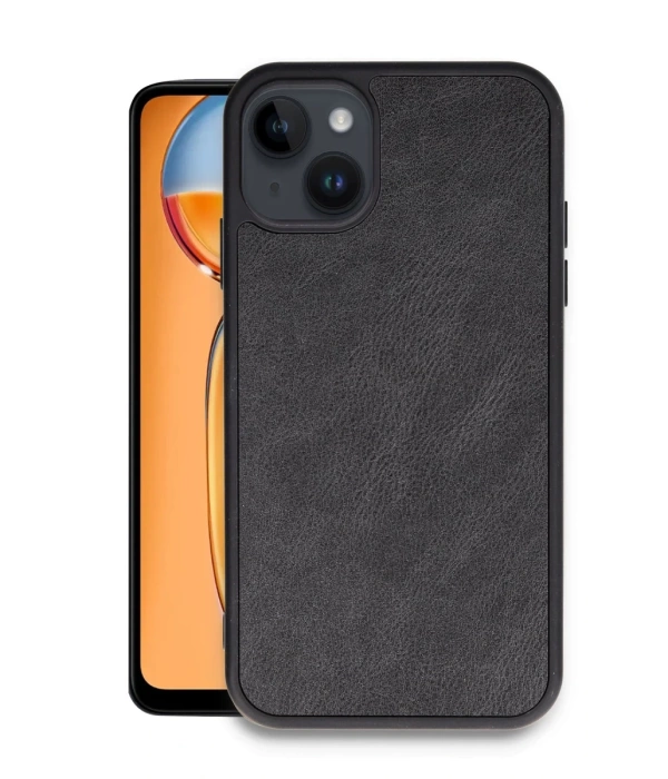 Newface iPhone 14 Kılıf Aras Deri Kapak - Siyah